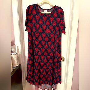 LuLaRoe Carly dress, XL, in blue and magenta